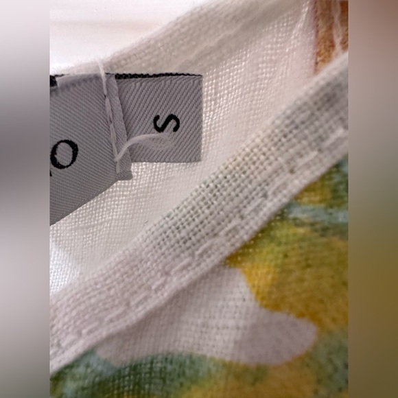 NEW NWT Lungo L’arno White 100% Linen Dress Coverup Size S Large Pockets Floral - Picture 7 of 7